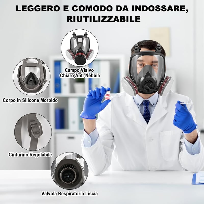 Faburo Teljes Arcmaszk Szűrővel - Gázmaszk Festéshez Hegesztéshez Csiszoláshoz