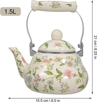BESTonZON Vintage Teáskanna - Fehér Zománcozott Vízforraló Indukciós Főzőlapra - Retro Stílusú Hordozható Teafőző 730g 6