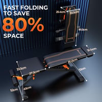 GRTLPOK 400kg Terhelhetőségű Összecsukható Súlyzópad - Állítható Edzőpad Teljes Testedzéshez, 80x40mm Acélvázzal, Fekete 5