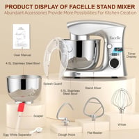 Facelle 1500W Konyhai Robotgép Dagasztógép 5,5L Tészta Keverő Csendes 7