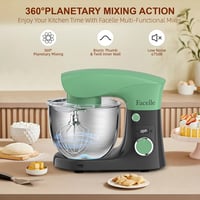 Facelle Konyhai Robotgép 1500W - 5,5L Dagasztógép 10 Sebességgel, Bolygómozgással, Rozsdamentes Acél Tállal, 3 Keverőfejjel, Zöld-szürke 7