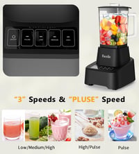 Facelle Turmixgép 1,6L Üvegkancsóval - Érintőképernyős Smoothie Készítő 4 Sebességfokozattal, Kivehető Rozsdamentes Acél Pengével, Fekete 2