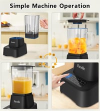 Facelle Turmixgép 1,6L Üvegkancsóval - Érintőképernyős Smoothie Készítő 4 Sebességfokozattal, Kivehető Rozsdamentes Acél Pengével, Fekete 4