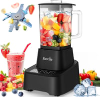 Facelle Turmixgép 1,6L Üvegkancsóval - Érintőképernyős Smoothie Készítő 4 Sebességfokozattal, Kivehető Rozsdamentes Acél Pengével, Fekete 1