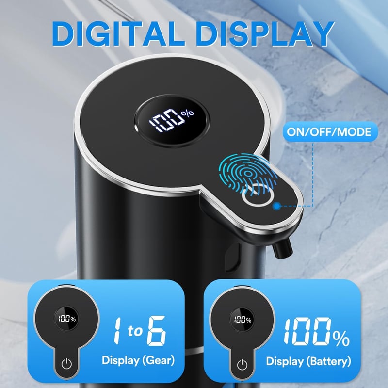 Fachixy Automata Szappan Adagoló Digitális Kijelzővel 380ml USB Töltés IPX5 Vízálló