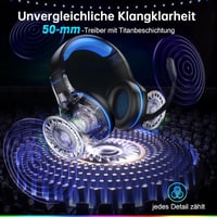 Fachixy FC100 Wireless Gaming Headset 2.4G PS5 PS4 PC Switch, 50 órás akkumulátor - RGB Black/Blue, Pro-Wireless 2