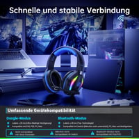 Fachixy FC100 Wireless Gaming Headset 2.4G PS5 PS4 PC Switch, 50 órás akkumulátor - RGB Black/Blue, Pro-Wireless 4