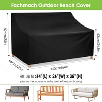 Husă de Protecție pentru Bancă de Grădină Fachmach, 3 Locuri, Impermeabilă, Material Oxford, Husă de Mobilier Respirabilă, Negru 3