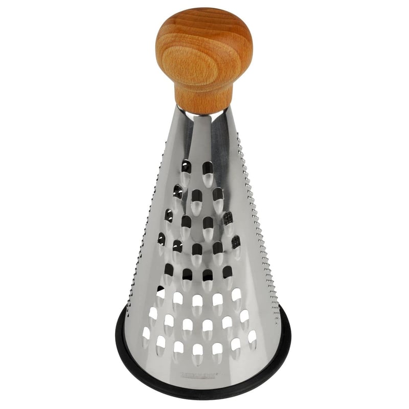 Răzătoare pentru brânză și legume din oțel inoxidabil Fackelmann 31036, cu mâner din lemn certificat FSC, 24 x 12 cm