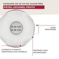 Fackelmann 9983650 Súprava nerezových sitiek 2 ks – čínske sitko a cedidlo, strieborná, priemer 20 cm a 26 cm 3