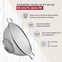 Fackelmann 9983650 Súprava nerezových sitiek 2 ks – čínske sitko a cedidlo, strieborná, priemer 20 cm a 26 cm 2