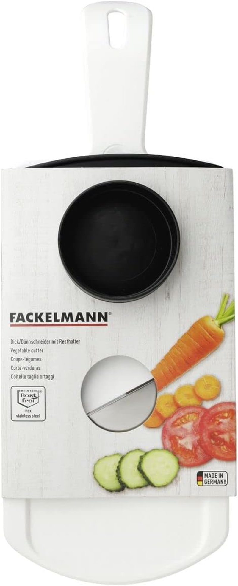 Fackelmann állítható zöldségvágó szeletelő rozsdamentes acél késsel fehér/fekete - Single