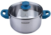 Oală din oțel inoxidabil Fackelmann Essential, diametru 20 cm, cu mânere albastre soft-touch, pentru toate tipurile de plită 1