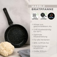 Panvica Fackelmann Marble 20 cm, nepriľnavá indukčná panvica z 90 % recyklovaného hliníka, s ergonomickou plastovou rukoväťou, antracitová/biela 3