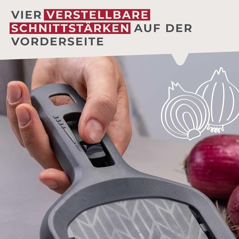 Fackelmann rozsdamentes zöldségvágó 4 fokozatú szeletelővel és maradék tartóval
