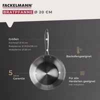 Fackelmann VITA3 tava 20 cm promjera - Inox indukcijska tava s ergonomskom ručkom, otporna na pećnicu do 200°C, periva u perilici posuđa 3