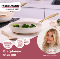 Tigaie Fackelmann x Pamela Reif 28 cm - Aluminiu reciclat cu înveliș ceramic fără PFAS, bej pastel, pentru toate plitele 2