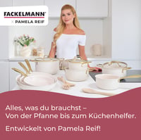 Tigaie Fackelmann x Pamela Reif 28 cm - Aluminiu reciclat cu înveliș ceramic fără PFAS, bej pastel, pentru toate plitele 9