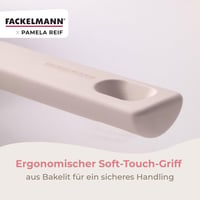 Sada panvíc Fackelmann x Pamela Reif 3 ks – Ø 20/24/28 cm, pastelová béžová, keramický povrch bez PFAS, recyklovaný hliník, na všetky typy sporákov 6