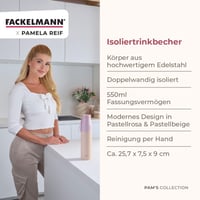 Fackelmann x Pamela Reif termo boca 550 ml – Dvostruka stijenka od nehrđajućeg čelika sa silikonskom izolacijom za tople i hladne napitke, nepropusna 3