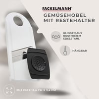 Fackelmann ribež za povrće s 2 oštrice od nehrđajućeg čelika i držačem ostataka – 29 x 12,5 cm, plastika, precizno rezanje, proizvedeno u Njemačkoj 3