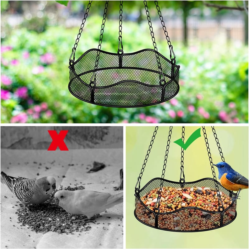 Factory Függeszthető Madáretető Tálca - Lisztkukac Adagoló Kerti Madaraknak, Virág Alakú Dekoratív Vas Kialakítás, 5 Láncos Erős Tartószerke