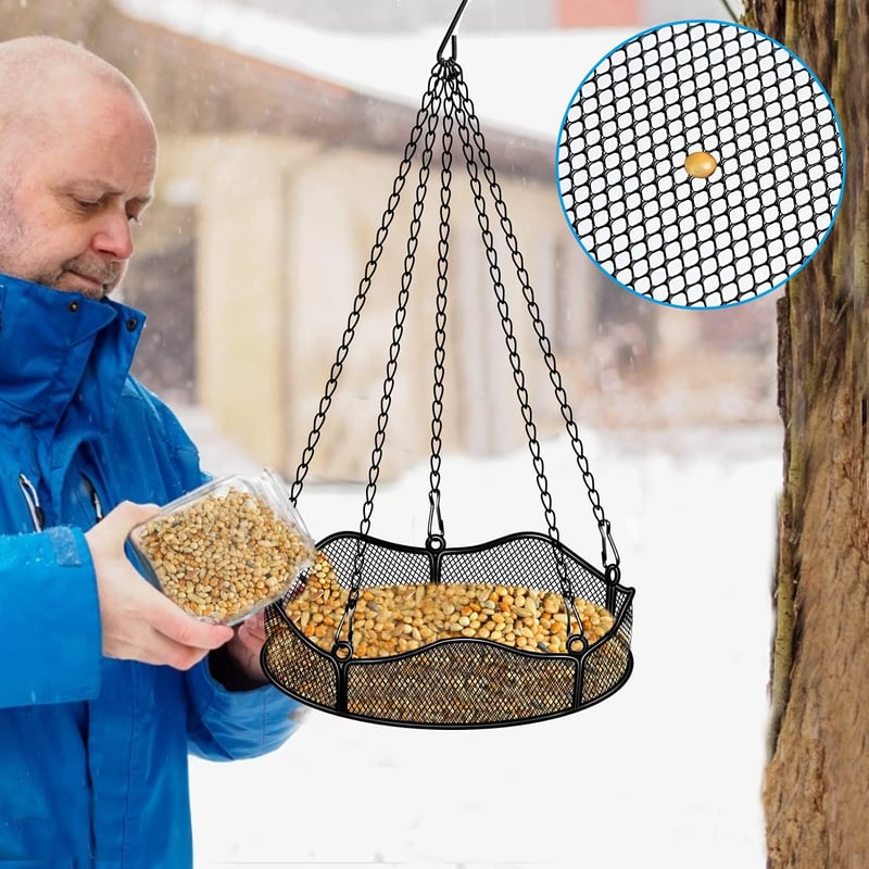 Factory Függeszthető Madáretető Tálca - Lisztkukac Adagoló Kerti Madaraknak, Virág Alakú Dekoratív Vas Kialakítás, 5 Láncos Erős Tartószerke