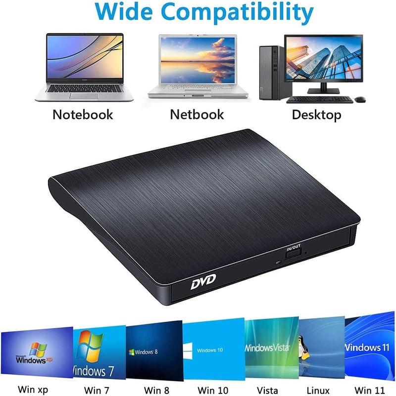 BEVA USB 3.0 és Type-C külső CD/DVD író-olvasó, hordozható - bontott