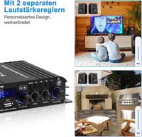 Sikkeby S-299 4.1 Bluetooth HiFi Erősítő, 40Wx4+50W RMS, 800W Max Teljesítmény, Passzív Mélynyomó Kimenet, USB/SD/AUX Csatlakozás, Otthoni H 8
