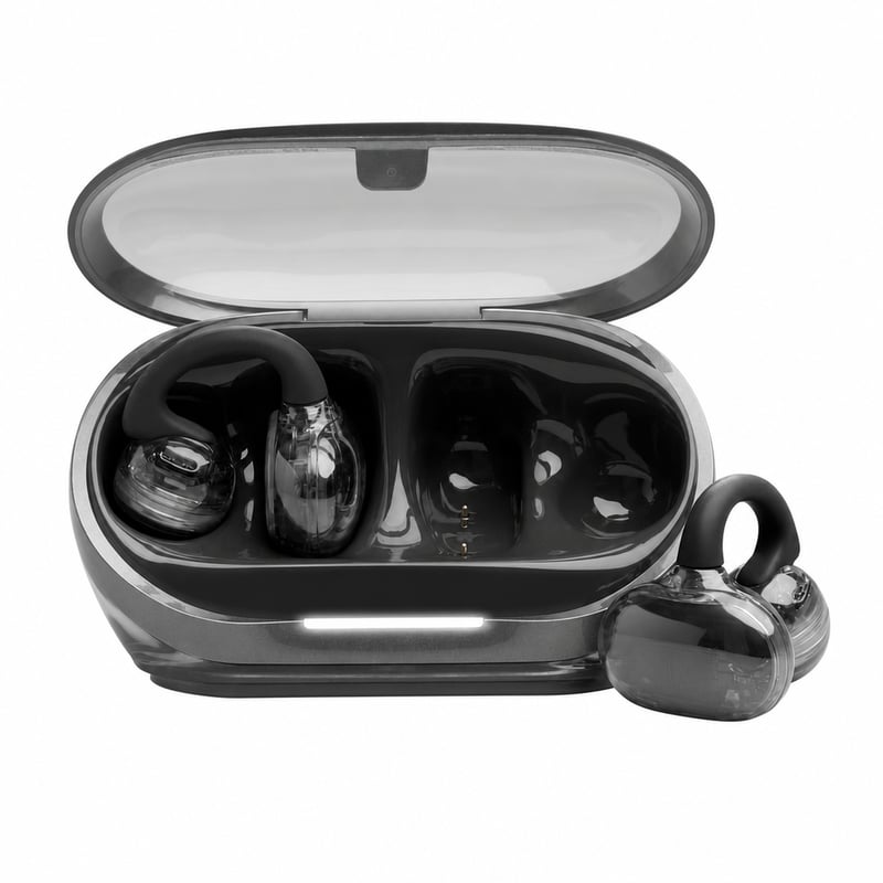 JBL Soundgear Clips slušalice otvorenog dizajna u boji Ghost Black – SonicArc dizajn, 32 — USB kabel nije uključen (stanje: vidi 2. sliku)