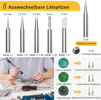 Wiecok 60W Forrasztópáka Készlet Állítható Hőmérséklettel 220-480°C, Be/Ki Kapcsolóval, 5 Cserélhető Heggyel, Elektronikai Javításokhoz 4