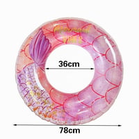 Colac de înot gonflabil FaDazCruxt cu paiete, transparent, model sirenă, 90 cm, roz-roșu, pentru adulți și copii, petrecere la piscină de vară 2