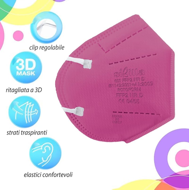 Rotoform FFP2 Maszk 5 Réteg Szűrés 50 db Színes CE2233