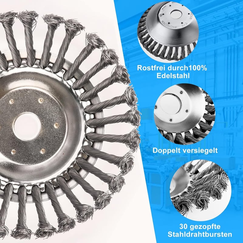 Fadun Acél Gyomkefe Bozótvágóhoz 200x25,4mm - Univerzális Drótkefe Gyom és Moha Eltávolításához Kertben, Járdán, Ereszcsatornán