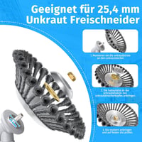 Fadun Acél Gyomkefe Bozótvágóhoz 200x25,4mm - Univerzális Drótkefe Gyom és Moha Eltávolításához Kertben, Járdán, Ereszcsatornán 2