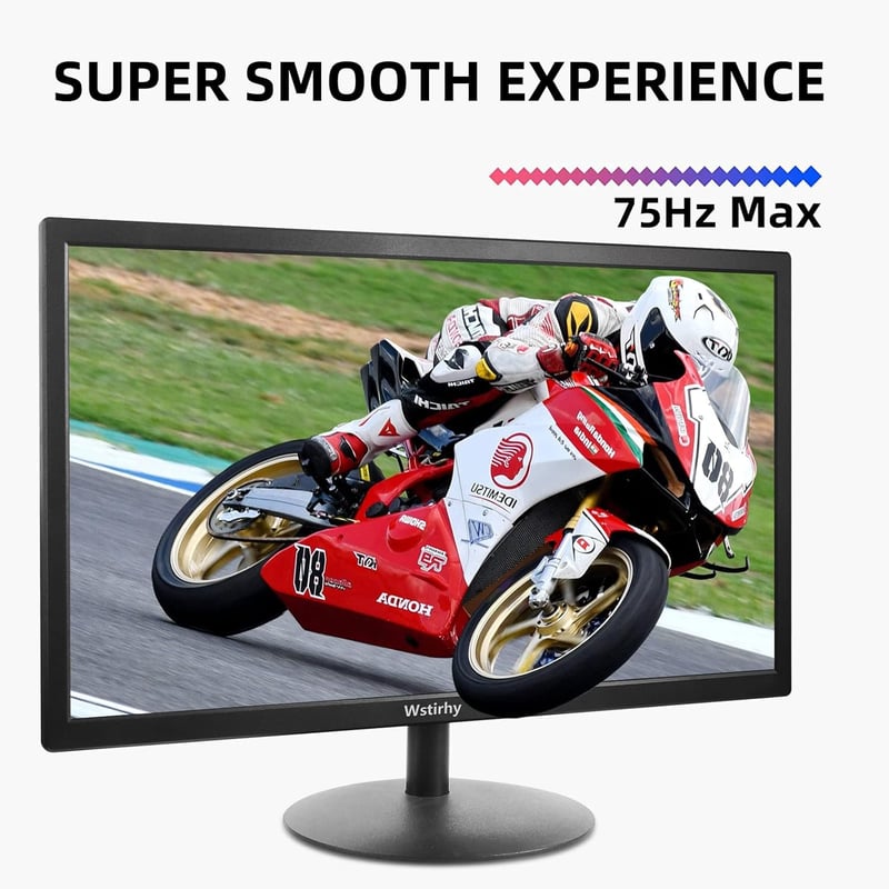 Wstirhy 22" Full HD Monitor - 75Hz LED Képernyő, 1920x1080 Felbontás, 5ms Válaszidő, HDMI/VGA Csatlakozás, Vékony Keret, Fekete Számítógép K