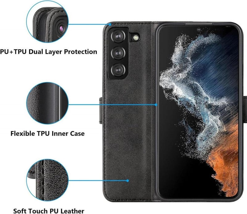Samsung Galaxy S22 Plus 5G védőtok RFID védelemmel, 3 kártyatartóval - Fekete