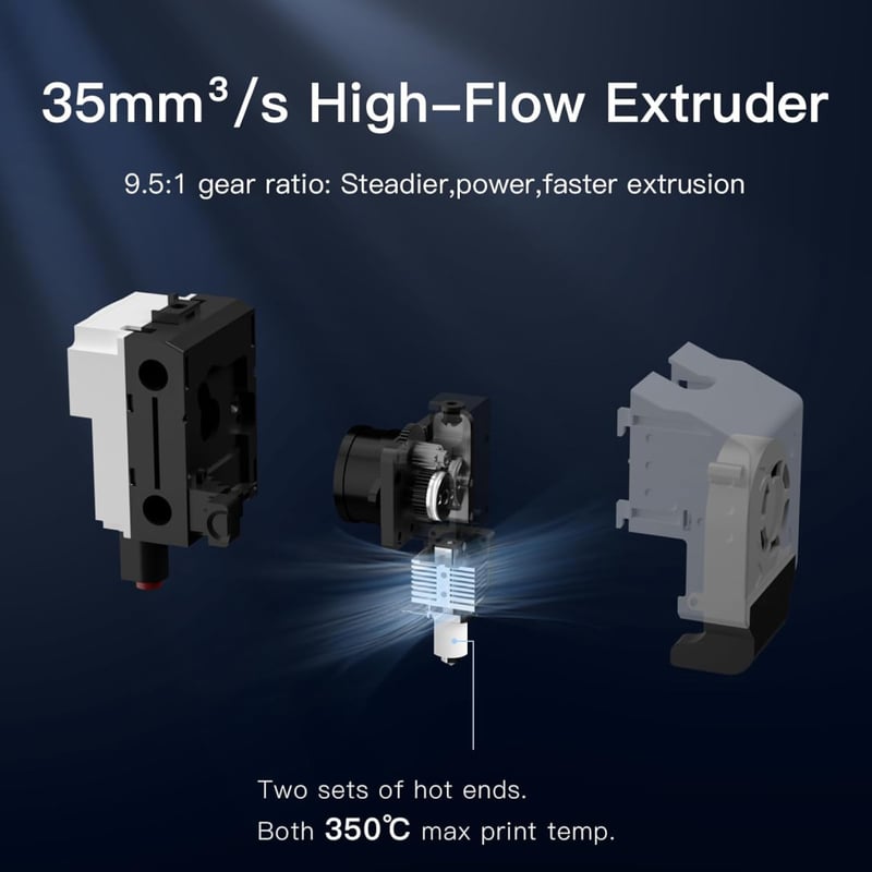 X-PLUS3 Ipari Minőségű 3D Nyomtató, 600mm/s Sebesség, 20000mm/s² Gyorsulás, 65°C Fűtött Kamra, CoreXY&Klipper, 280x280x270mm Nyomtatási Térf
