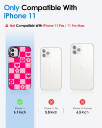 iPhone 11 Rózsaszín Szilikon Tok Virágos-Szívecskés Mintával Lányoknak 6