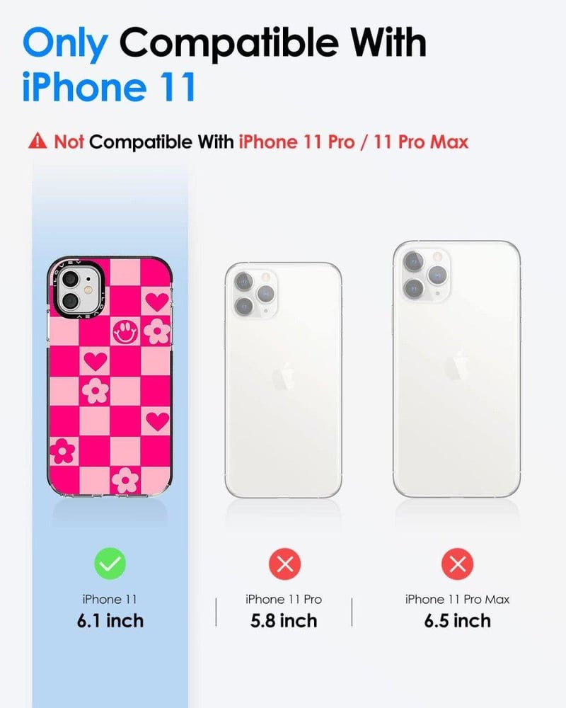 iPhone 11 Rózsaszín Szilikon Tok Virágos-Szívecskés Mintával Lányoknak