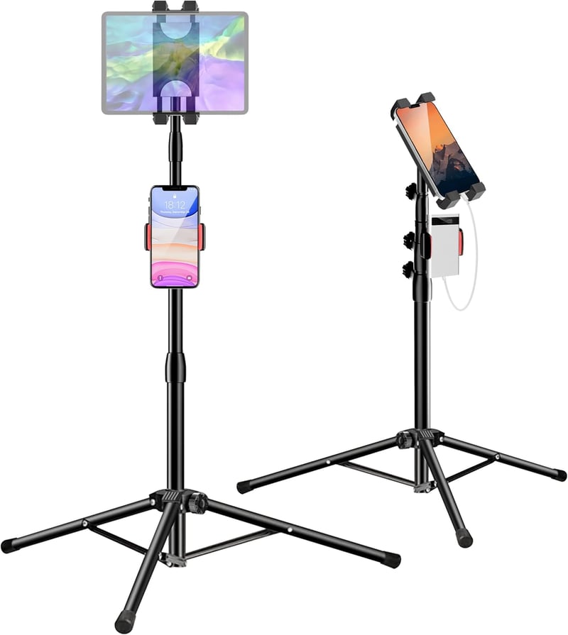 iPad és tablet állvány, állítható magasságú, 2 tartóval, 4.7-13" készülékekhez