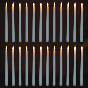 FAEFTY 24 db fehér LED lángmentes hosszú gyertya, elemes asztali dekor karácsonyra és esküvőre