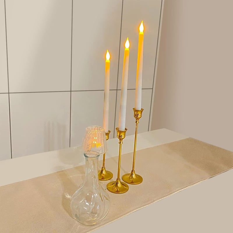 FAEFTY 24 db fehér LED lángmentes hosszú gyertya, elemes asztali dekor karácsonyra és esküvőre