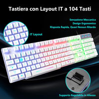 ZIYOU LANG Gamer Billentyűzet és Egér Szett - Fehér, RGB LED Háttérvilágítás, 2400 DPI, Vízálló, 6 Gombos Egér, Egérpad, USB, PS4/Xbox Kompa 2