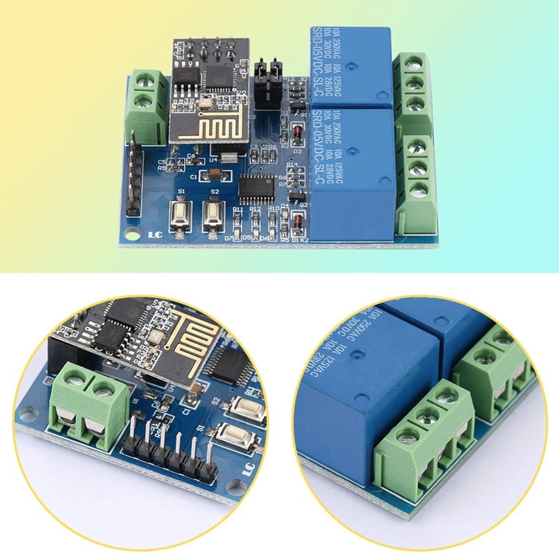 Fafeicy ESP8266 Kétcsatornás WiFi Relé Modul - 5V IOT Okosotthon Vezérlő, Távoli Kapcsoló Mobilalkalmazással, 59x40mm