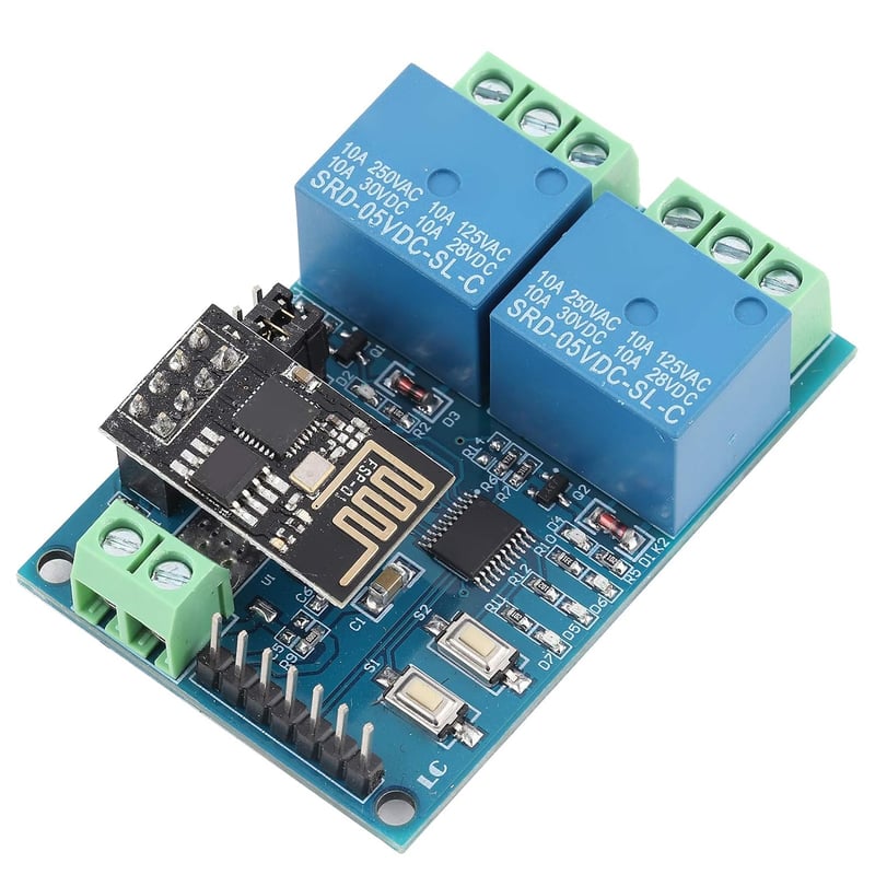 Fafeicy ESP8266 Kétcsatornás WiFi Relé Modul - 5V IOT Okosotthon Vezérlő, Távoli Kapcsoló Mobilalkalmazással, 59x40mm