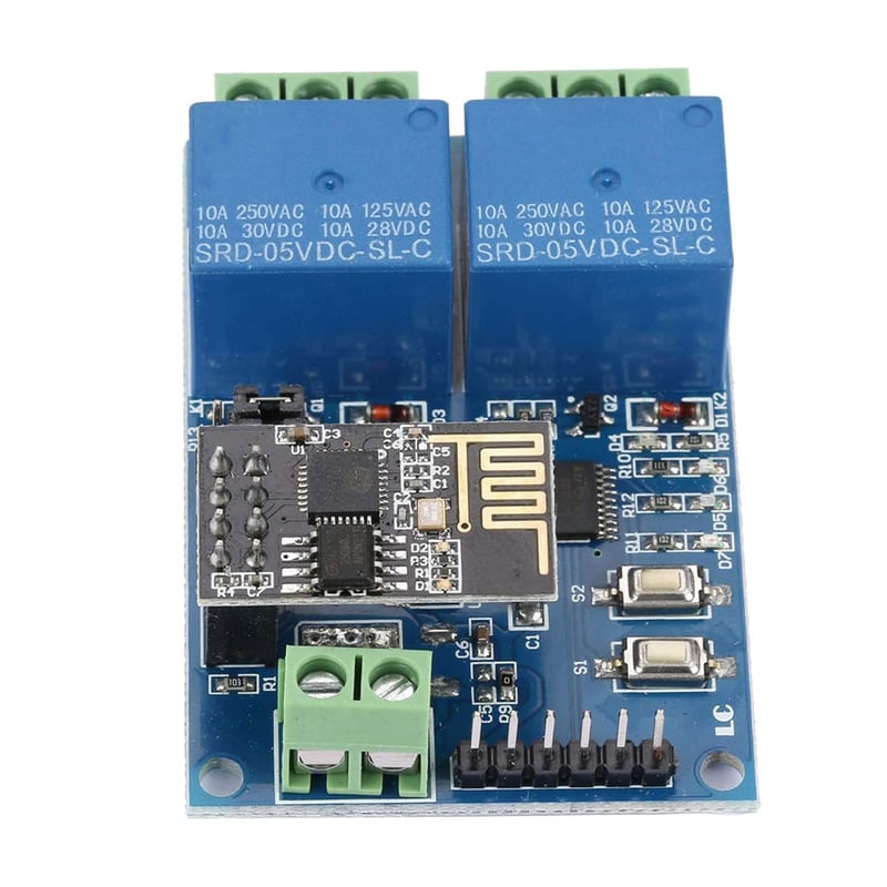 Fafeicy ESP8266 Kétcsatornás WiFi Relé Modul - 5V IOT Okosotthon Vezérlő, Távoli Kapcsoló Mobilalkalmazással, 59x40mm