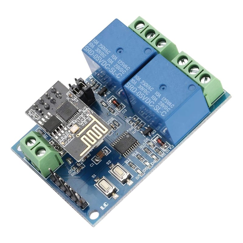 Fafeicy ESP8266 Kétcsatornás WiFi Relé Modul - 5V IOT Okosotthon Vezérlő, Távoli Kapcsoló Mobilalkalmazással, 59x40mm
