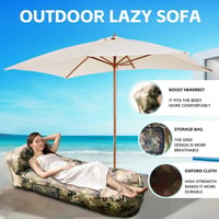 FainFun Felfújható tengerparti kanapé 230 x 70 cm Oxford 210D Army zöld terepszín párnával oldalzsebekkel 3
