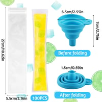 FainFun vrecká na nanuky 100 ks, opakovane použiteľné vrecká na mrazené pochúťky s lievikom, 60 ml formy na domáce nanuky na jogurt, ovocnú šťavu a zmrzlinu 2